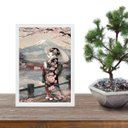 Ver imagem 1 de Quadro Arte Oriental - Gata com Kimono 33x24cm - com Vidro:moldura Branca