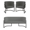 Ver imagem 1 de Kit Sofá 2 Lugares + 2 Poltronas Recepção Veludo Preto Cinza