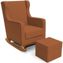 Ver imagem 1 de Poltrona de Amamentação com Balanço e Puff Mavie L02 Bouclê Terracota - Lyam Decor