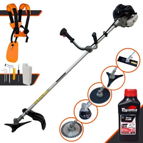 Roçadeira Multifuncional Anmax Cg430-b C/ Carretel + 4 Lâminas de Cortes + Óleo Toyama