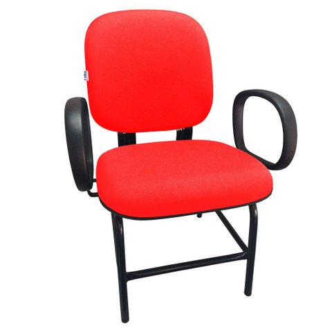 Cadeira Plus Size com Braço Apoio Reforçada até 180 Kg Anatômica Tecido Vermelha