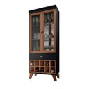 Ver imagem 1 de Cristaleira Ópera Nature/ Preto Retrô Vintage 2 Portas de Vidro Espelhada Sala de Estar Jantar Recep