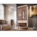 Ver imagem 1 de Cristaleira Ópera Castanho Off White Retrô Vintage 2 Portas de Vidro Espelhada Sala - Hb Móveis