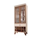 Ver imagem 2 de Cristaleira Ópera Castanho Off White Retrô Vintage 2 Portas de Vidro Espelhada Sala - Hb Móveis