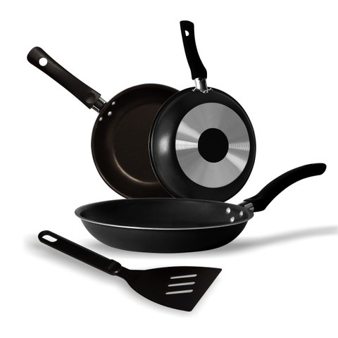 Jogo de Frigideira 3 Peças 16/18/20 Cm + Espátula - Cozinha