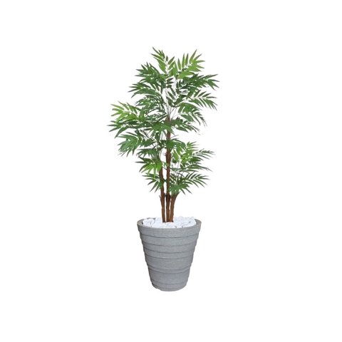 Planta Artificial Árvore Palmeira Phoenix 1,77m kit + Vaso Redondo D. Grafiato Cinza 40cm