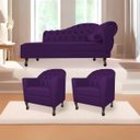 Ver imagem 1 de Kit Diva Recamier Diana 185cm Lado Esquerdo e 02 Poltronas Julia Suede - Doce Sonho Móveis RECAMIER