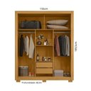 Ver imagem 3 de Guarda-Roupa Casal com 3 Portas de Correr e 2 Gavetas 156cm Multimóveis CR35676 Madeirado/Cinza