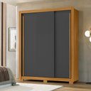 Ver imagem 1 de Guarda-Roupa Casal com 3 Portas de Correr e 2 Gavetas 156cm Multimóveis CR35676 Madeirado/Cinza