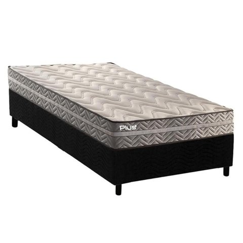 Conjunto Box Solteiro: Colchão Espuma Paropas D45 Pasquale Plus Gray + Base Crc Suede Black (88x188