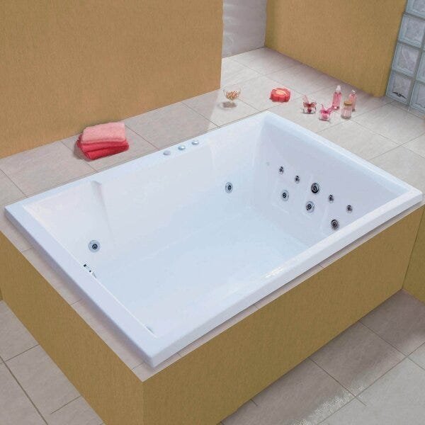 Banheira Hidromassagem Astra Cayman Double Luxo 180cmx120cmx52cm - 04 Jatos Branco Acrílico P2 Sem A - 3