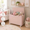 Ver imagem 3 de Bau Caixa Organizadora Toys c/ Tampa e Rodízios Rosa Bebe Matic