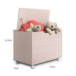 Bau Caixa Organizadora Toys C/ Tampa e Rodízios Rosa Bebe Matic - 3