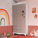 Ver imagem 1 de Guarda Roupa Infantil 91,5cm X 198cm C/ 3 Portas e 2 Gavetas Cor:branco com Cinnamon