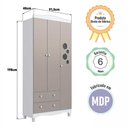 Ver imagem 6 de Guarda Roupa Infantil 91,5cm X 198cm C/ 3 Portas e 2 Gavetas Cor:branco com Cinnamon