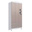 Ver imagem 2 de Guarda Roupa Infantil 91,5cm X 198cm C/ 3 Portas e 2 Gavetas Cor:branco com Cinnamon
