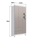 Ver imagem 3 de Guarda Roupa Infantil 91,5cm X 198cm C/ 3 Portas e 2 Gavetas Cor:branco com Cinnamon