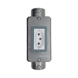 Conjunto Tomada 20a Tramontina Sobrepor Alumínio 3/4" Tipo C