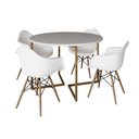 Ver imagem 6 de Mesa Jantar Industrial Redonda 110Cm Branca Base V Dourada Com 4 Poltronas Daw Madeira Cor: Branco