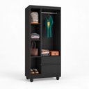 Ver imagem 2 de Guarda-Roupa Solteiro Sierra 3 Portas 2 Gavetas Yescasa Preto
