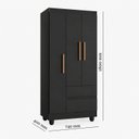 Ver imagem 3 de Guarda-Roupa Solteiro Sierra 3 Portas 2 Gavetas Yescasa Preto