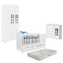 Ver imagem 1 de Quarto de Bebê Selena 3 Portas com Berço Americano Multifuncional Cleo Branco com Colchão Gazin - Ca