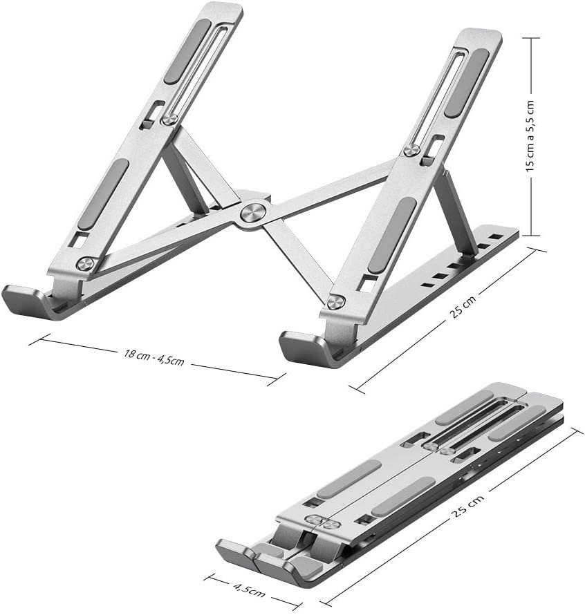 Suporte De Notebook De Alumínio Ajustável Para Notebook 6 Ângulos De Alumínio Dobrável E Ergonômico  - 6