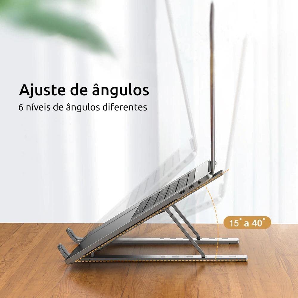 Suporte De Notebook De Alumínio Ajustável Para Notebook 6 Ângulos De Alumínio Dobrável E Ergonômico  - 3