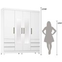 Ver imagem 6 de Guarda Roupa Casal Roma 4 Portas de Bater 6 Gavetas MDP com Espelho Laqueado Amendola Touch-Off
