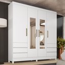 Ver imagem 1 de Guarda Roupa Casal Roma 4 Portas de Bater 6 Gavetas MDP com Espelho Laqueado Amendola Touch-Off