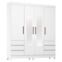 Ver imagem 4 de Guarda Roupa Casal Roma 4 Portas de Bater 6 Gavetas MDP com Espelho Laqueado Amendola Touch-Off