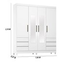 Ver imagem 3 de Guarda Roupa Casal Roma 4 Portas de Bater 6 Gavetas MDP com Espelho Laqueado Amendola Touch-Off