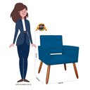 Ver imagem 4 de Poltrona Recepção Camila Suede Azul Royal Pés Palito - Vallisa Decor