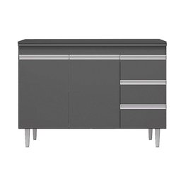 Balcão Gabinete Para Pia 100cm com Tampo 2 Portas Andréia Cinza - AJL Móveis - 3