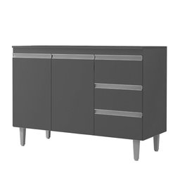 Balcão Gabinete Para Pia 100cm com Tampo 2 Portas Andréia Cinza - AJL Móveis - 2