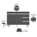 Ver imagem 5 de Balcão Gabinete Para Pia 100cm com Tampo 2 Portas Andréia Cinza - AJL Móveis