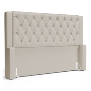 Cabeceira Atena para Cama Box Casal Padrão 140cm Capitonê com Frame Suede Bege Claro - Desk Design