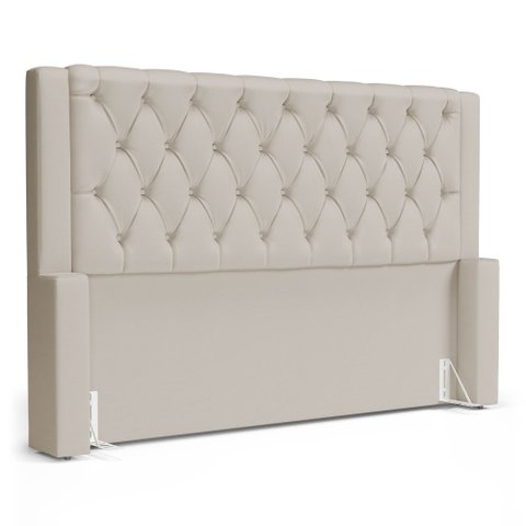 Cabeceira Atena para Cama Box Casal Padrão 140cm Capitonê com Frame Suede Bege Claro - Desk Design