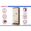 Ver imagem 4 de Guarda Roupa 3 Portas 3 Ptas c/Pés Fit Branco - S. Andirá