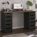 Ver imagem 2 de Mesa Escrivaninha Escritorio 10 Gavetas 136 cm Nogal Preto Artany