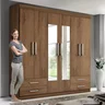 Guarda-Roupa Casal 6 Portas 4 Gavetas e 2 Espelhos Galaxy Espresso Móveis Branco - 9