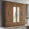 Guarda-Roupa Casal 6 Portas 4 Gavetas e 2 Espelhos Galaxy Espresso Móveis Branco - 1