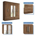 Ver imagem 6 de Guarda-Roupa Casal 6 Portas 4 Gavetas e 2 Espelhos Galaxy Espresso Móveis Branco