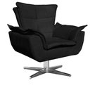 Ver imagem 2 de Kit Namoradeira 2 Lugares e 1 Poltrona Decorativa Giratória Cromada Opla Suede Preto - Ibiza
