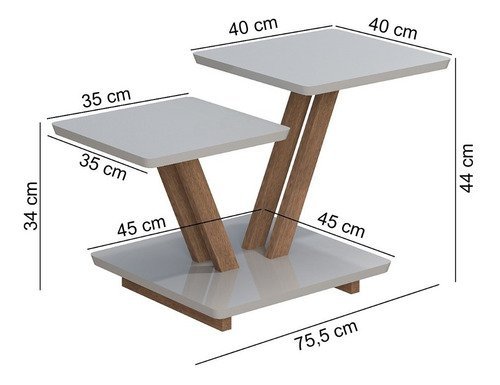 Mesa De Centro Laguna 2 Andares Decorativa Moderna - Branco - 3