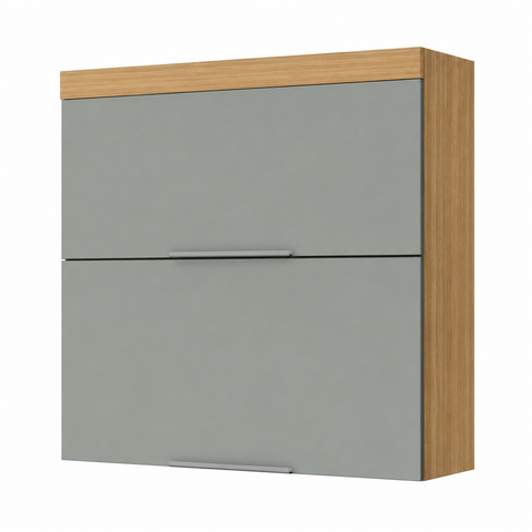 Armário Aéreo de Cozinha Marquesa MDF 2 Portas Basculantes Marrom/Verde - Nesher