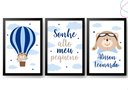 Ver imagem 1 de 3 Quadros Decorativos Infantil Ursinho Aviador Baloeiro:preta
