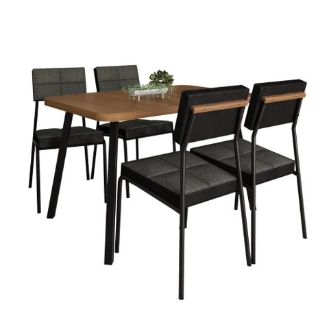 Conjunto Sala de Jantar 4 Cadeiras Plaza Carraro Nogal Preto