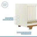Ver imagem 5 de Berco Cama Infantil Quarto de Bebe 2 em 1 com Mosquiteiro Flocos Mdf Off White/amadeirado - Tigus