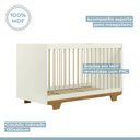Ver imagem 6 de Berco Cama Infantil Quarto de Bebe 2 em 1 com Mosquiteiro Flocos Mdf Off White/amadeirado - Tigus